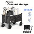 thumbnail image 3 of Heavy Duty Collapsible Cart With All Terrain Tires, Strong Load Bearing, Iron Frame, Track And Field Equipment Transporter,  Multifunctional Utility Cart For Transportation Of Sports Outdoor - Black, 3 of 7