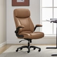 thumbnail image 2 of Serta® Torrington Big & Tall Office Chair, with Flip-Up Padded Armrests, Ultra-Comfortable ComfortCoils™ Seat Cushion Technology, Modern Executive Premium PU Desk Chair, Tan, 2 of 16