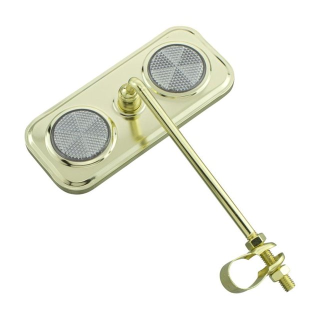 Fenix Cycles Rectangle Bike Mirror Gold, White Reflectors