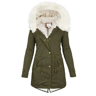  Womens Winter Coats with Fur Hood Fleece Thick Jackets