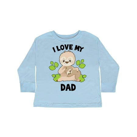 

Inktastic Cute Sloth I Love My Dad with Green Leaves Gift Toddler Boy or Toddler Girl Long Sleeve T-Shirt