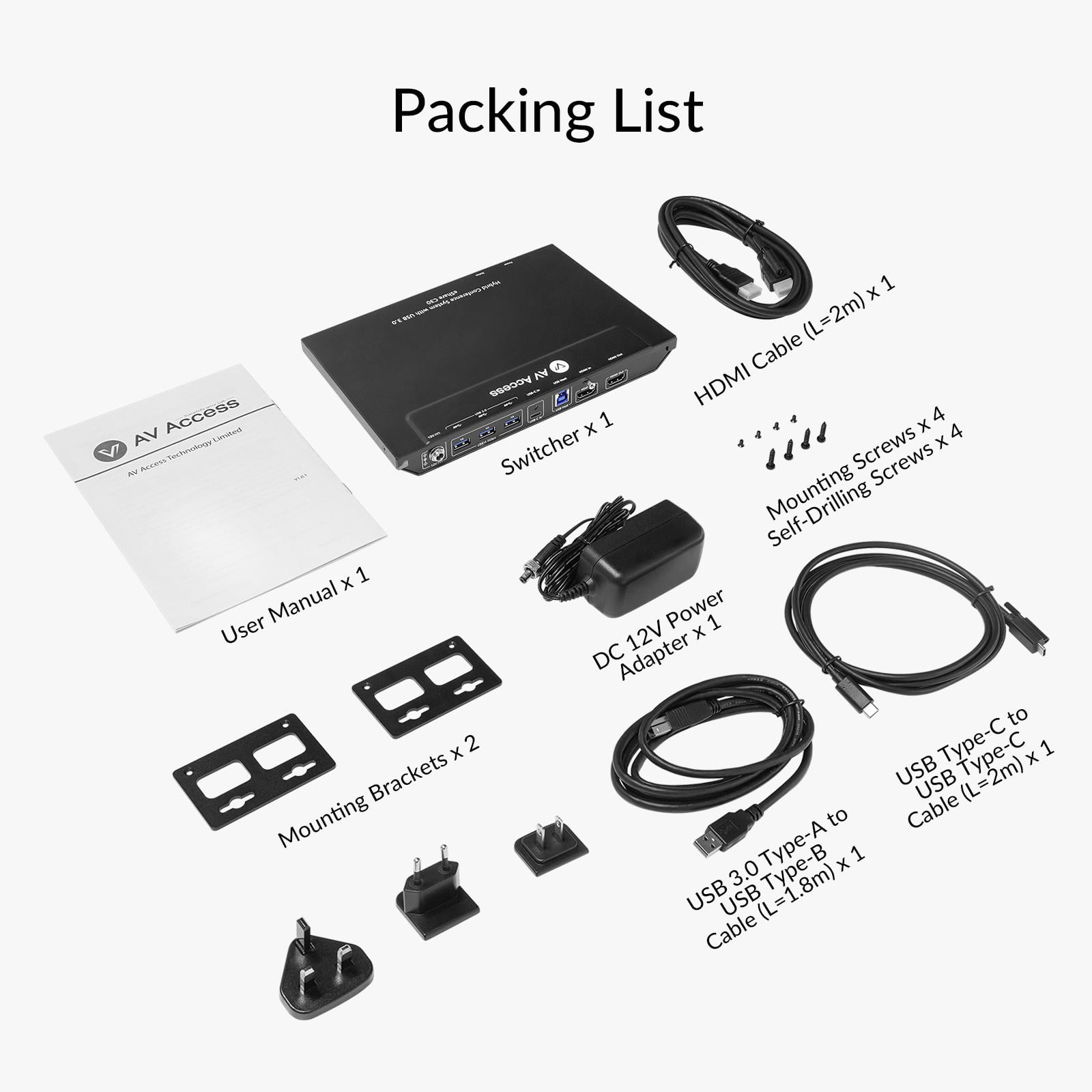 AV Access Conference Docking Station for Meeting Room, 4K Presentation Switch System Screen Mirroring, HDMI & USB C 4K Input, Hybrid Conference System, 3 USB 3.0 Ports for Webcam and Speakerphone
