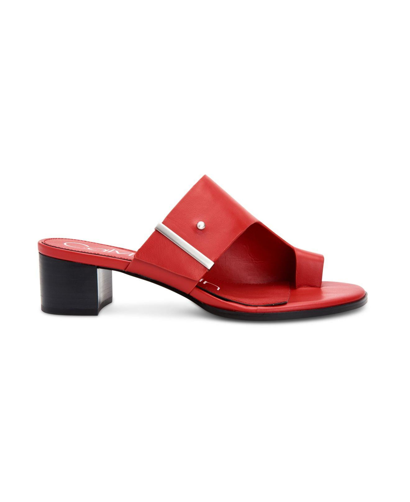 Calvin Klein Womens Daria Leather Split Toe Casual Slide Sandals Walmart