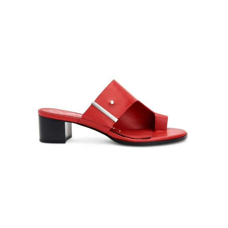 Calvin Klein Womens Daria Leather Split Toe Casual Slide Sandals Walmart
