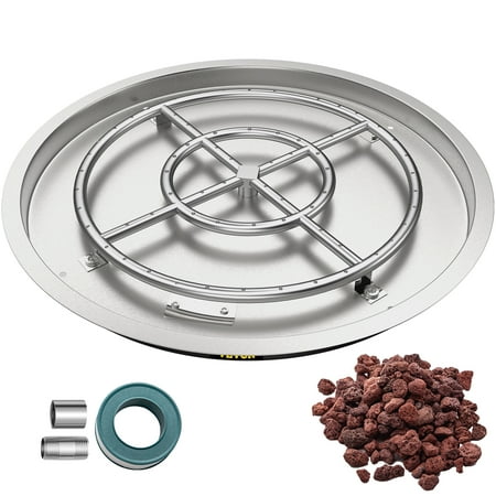 VEVOR Drop in Fire Pit Pan, 31 x 31 Round Fire Pit Burner, Stainless  Steel Gas
