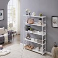 White Large 5Tier Open Bookshelf Storage Bookcase with Metal Frame