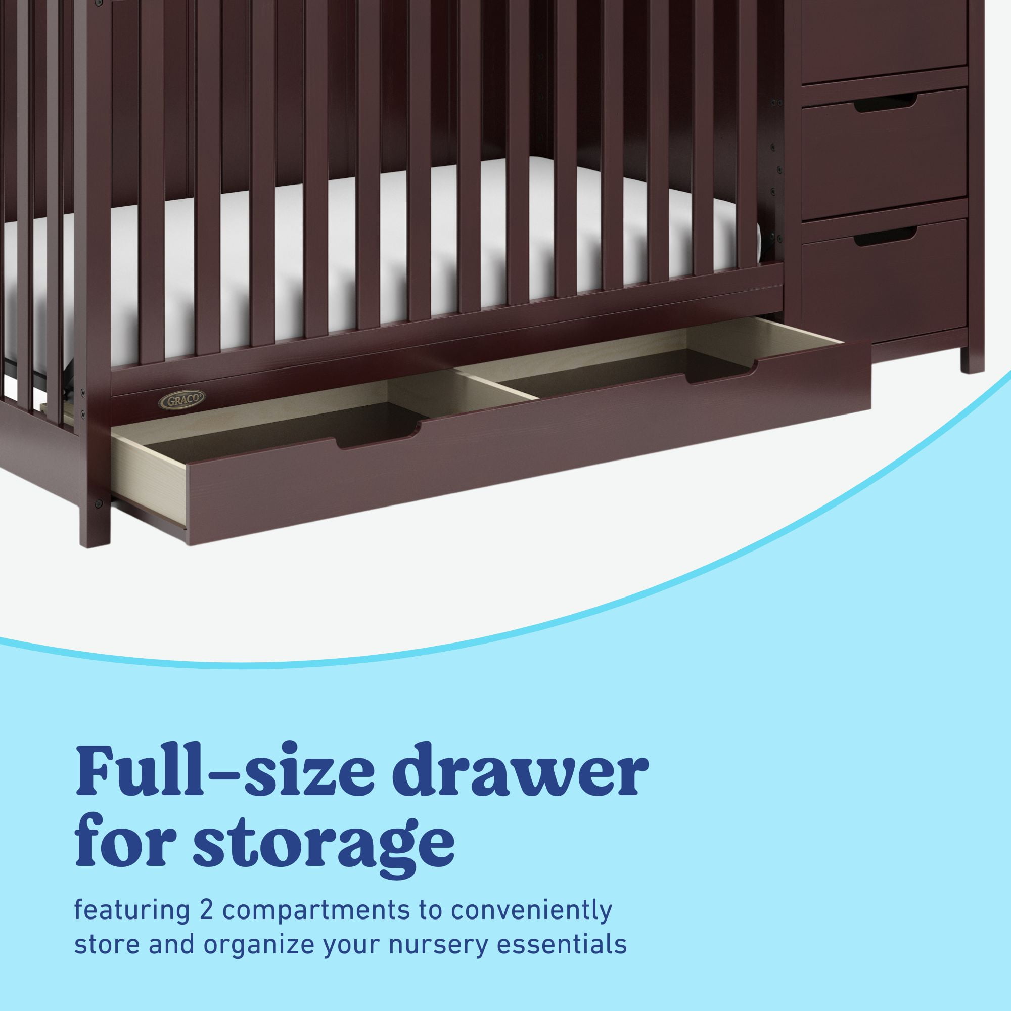 Graco Hadley 5-in-1 Convertible Baby Crib and Changer with Drawer, Espresso