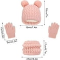 thumbnail image 3 of Kids Winter Beanie Hat Scarf Gloves Set Warm Knitted Cap with Pompom Neck Warmer Gaiter Fleece Mittens for Girls Boys, 3 of 4