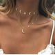 thumbnail image 3 of Estrella Personalidad Luna Collar Clavícula Cadena Geométrica Collares Colgantes, 3 of 8