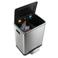 thumbnail image 4 of happimess Elmo Rectangular 8-Gallon Double Bucket Trash Can with Soft-Close Lid, Platinum Silver, HPM1004A, 4 of 10