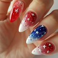 thumbnail image 4 of ONLYEOR Independence Day Red Blue Pentagram Fake Nails 24pcs, Finished Press-On Armor Nail Patches, Patriotic Holiday Manicure Gift, 4 of 5
