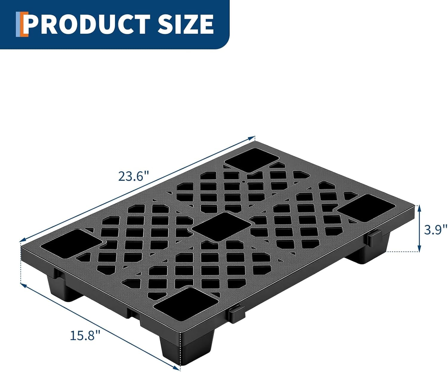 4 Pcs Lightweight Nestable Plastic Pallets - 23.6" x 15.8" Floor Pallets for Storage, Heavy Duty Waterproof with Ventilated Grids, Ideal for Warehouse, Garage, Basement, and Indoor Outdoor