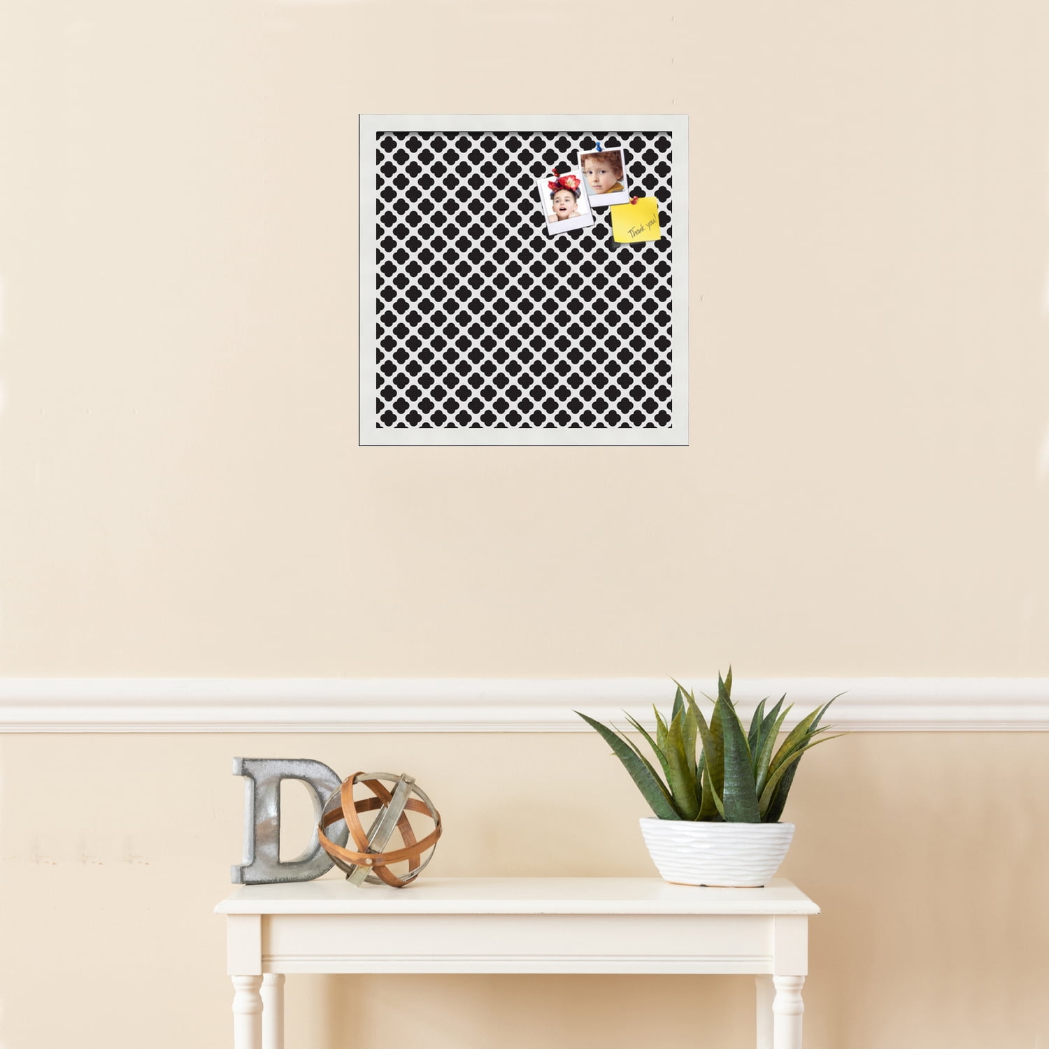 PinPix 17x17 Custom Cork Bulletin Board Black - White Clover Poster Board Has a Fabric Style Canvas Finish, Framed in Black - White Clover, by ArtToFrames (PinPix-121)
