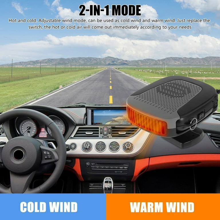 Xyuee S1 Portable Car Heater 12V 150W, High Power Car Windshield Defroster Defogger, 2 in 1 Auto Heating Fan/Cooling Fan with Air Purification