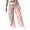 Pink, variant on Staron Women Casual Pants Striped Print Elastic Waist Straight Leg Long Pants with Side Pockets, Brown M