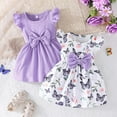 thumbnail image 2 of Zwiiyzr 2025 6M-3T Toddler Girls 2 Pack Dress Ruffle Sleeveless Floral Print Dress + Solid Color Dress for Girl Sets Casual Dress Set Purple, 2 of 5