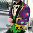 thumbnail image 2 of TaTaai Ladies Mardi Gras Printed Long Sleeve Loose Casual Shirt Unisex Lapel Fashion Blouse Holiday Top for Daily Office Party Streetwear Spring Summer Wear Gift, 2 of 9