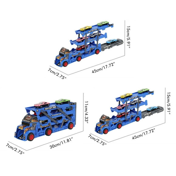 Three Layer Folding Vehicles Set Car Transporter Truck Toys Mega Hauler Truck With 6 Mini Cars Three Layer Folding Vehicles Set For Kids Boys Girls