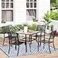 thumbnail image 3 of MFSTUDIO 5 Piece Patio Dining Table Set, 4 Metal Stackable Chairs and 37" Square Outdoor Dining Table with Umbrella Hole, 3 of 4