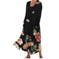 thumbnail image 1 of Robes d'Été Longues pour Femmes Robes d'Été Imprimées à Manches Longues Col Rond avec Poche Robes Longues pour Femmes Robes d'Été Courtes pour Femmes, 1 of 5