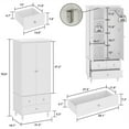 MONSLIPA 2Door Armoire with Hanging Rod, 3 Drawers, White Wardrobe for