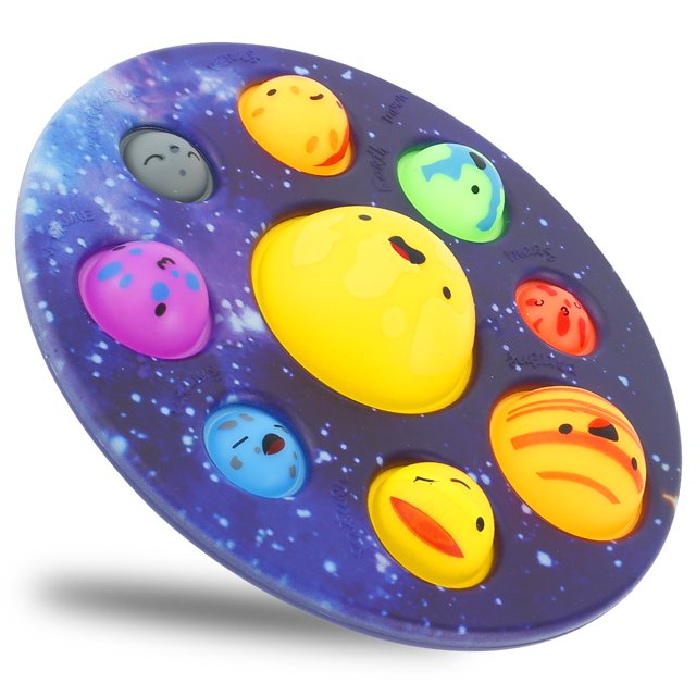 Muyoka Planet Simple Dimple Fidget Popper, Planetas para niños Juguetes del sistema solar, Simple Dimple Fidget Juguetes para niños Alivio del estrés Anti Ansiedad TDAH Muyoka Hogar