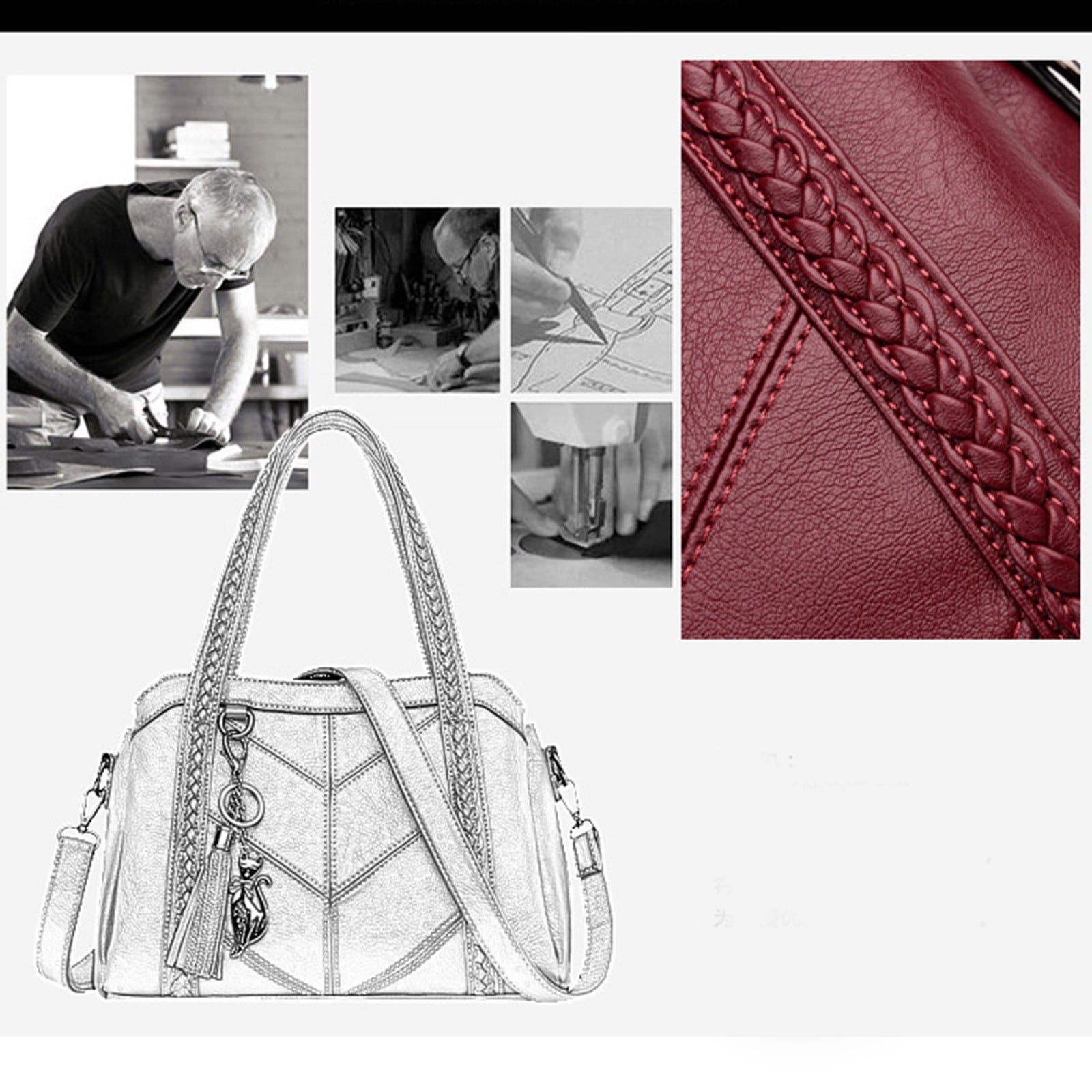 Stylago Large Crossbody Bags for Women Tassel Pendant Zipper Vintage Leather Multiple Compartments Shoulder Purses Tote Blue