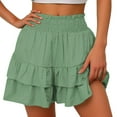 thumbnail image 4 of Charmgo Womens Shorts Casual Shorts for Women 2025 Summer High Waisted Ruffle Shorts Flowy Pleated Hem Casual Shorts Butterfly Shorts Women Summer Shorts for Women Green3 XXL, 4 of 7