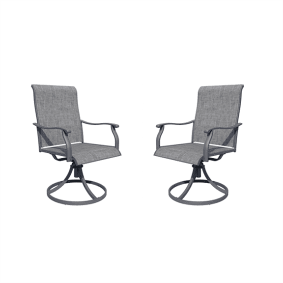 MEOOEM 2-Pack 360° Swivel Iron Frame Textilene Chairs - Cushioned Outdoor Armchairs for Patio & Backyard