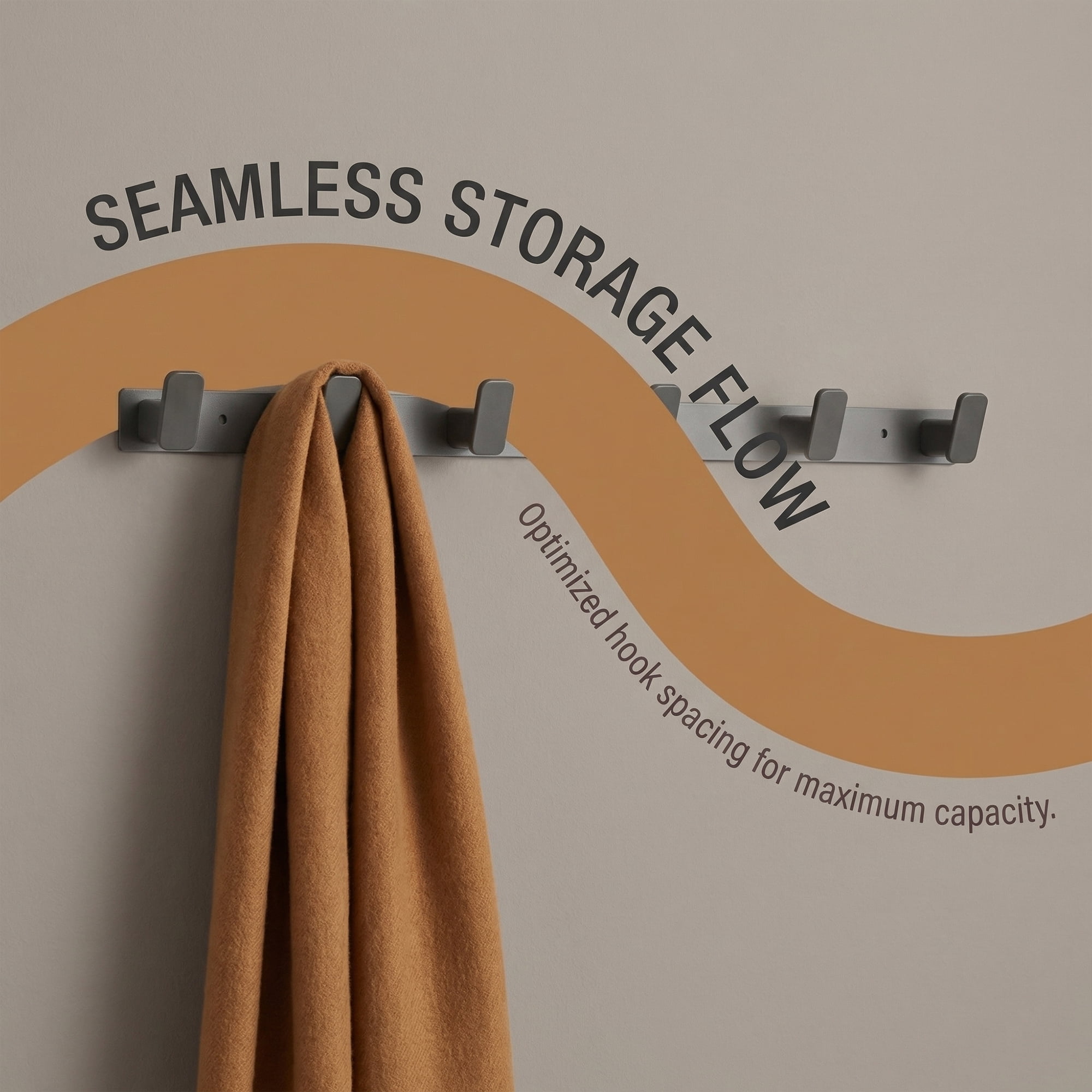 Unique Bargains Coat Rack Wall Mount Aluminum Hook for Entryway Bathroom Gray 21.3"x1.3"
