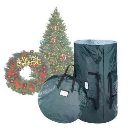 Storage Bag for 9-ft Tree and 30-inch Wreath Bag Combo Pack, Green