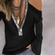 thumbnail image 1 of Farfi Blusa Sólido Color Lentejuelas Decoración Mujeres V Cuello Poliéster Jersey Para Comprar Púrpura Farfi Blusa, 1 of 2