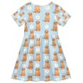 thumbnail image 2 of FORMRS Girls Short Sleeve Dress Summer Casual Round Neck A-line Beach Sundress, Sizes 2T-8T, Cartoon Floral Dog Pattern, 2 of 8