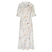 Summer Dresses for Women 2024 Oversize Fashion Casual Spring And Summer V-neck Three-quarter Sleeve Printed Dress