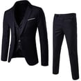 thumbnail image 1 of Conjunto de traje de 3 piezas para hombre, chaqueta sólida con un botón, chaleco, pantalones, conjunto de negocios V, 1 of 1