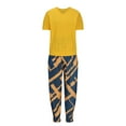 thumbnail image 4 of Haut Blouse à Manches Courtes Solide 2 Pièces pour Femmes + Ensembles de Pantalons à Poches Amples, 4 of 6