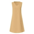 thumbnail image 6 of Aboser Womens Casual Sleeveless Dresses Cotton Linen Midi Dress Solid Loose Fit Sun Dresses Plus Size V Neck Beach Dress Lightweight Plain Tank Dresses, 6 of 6