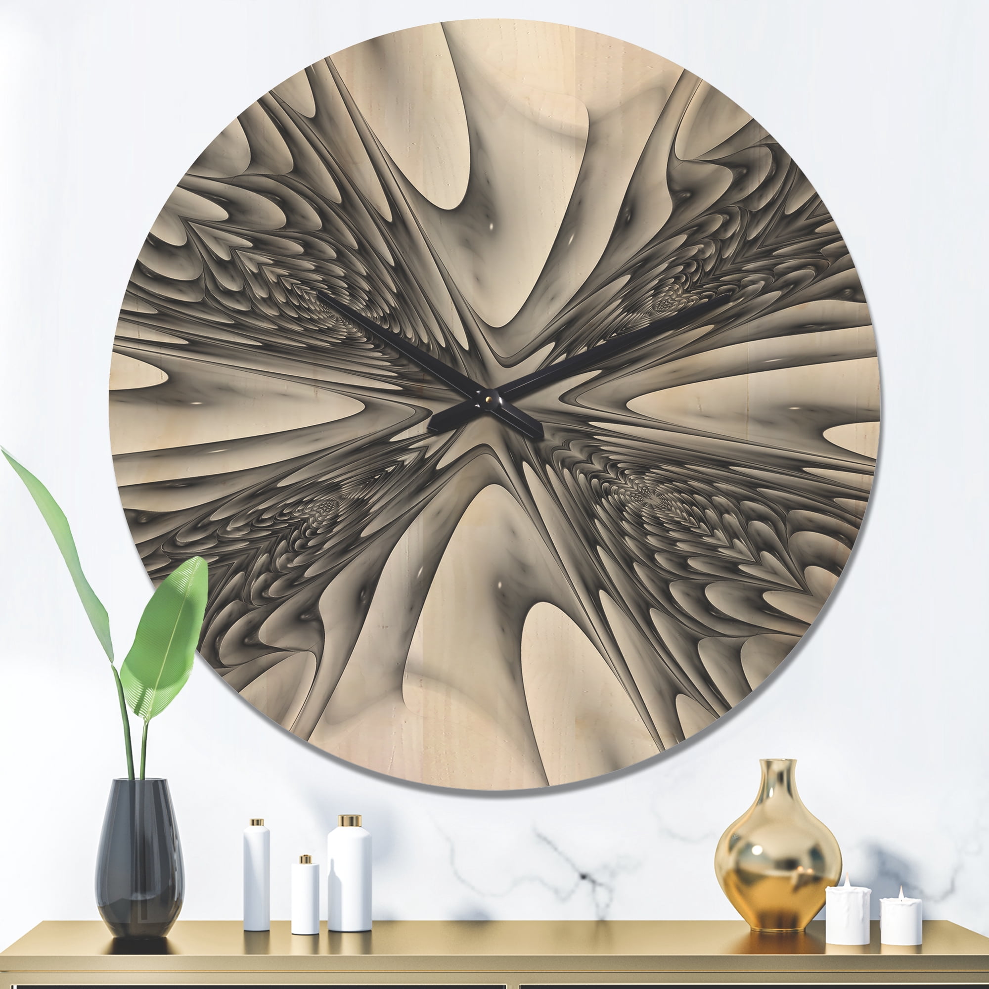 Designart 'Magical Depth Fractal 3D' Modern Wood Wall Clock