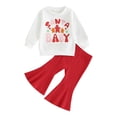 thumbnail image 1 of Fortune 6M-3Y Baby Girls Christmas Outfits Santa Print Long Sleeve Sweatshirt Solid Color Flared Pants Set, 1 of 7