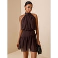 thumbnail image 4 of Women's Sleeveless Halter Neck Chiffon Mini Dress with Back Tie, 4 of 6