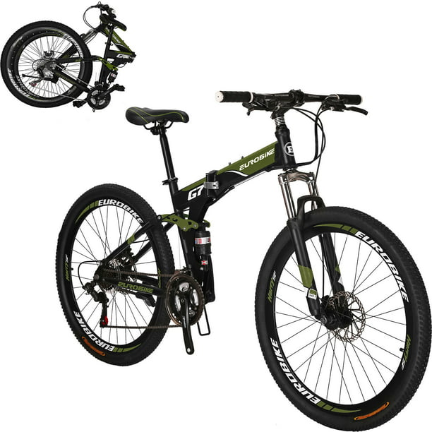 Interactie Roux Schandelijk Eurobike 27.5” Full Suspension Folding Mountain Bike Foldable Frame Bicycle  Disc Brakes Men or Women Bikes for Afults Green - Walmart.com