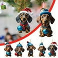 thumbnail image 3 of KCEHTA Dachshund Christmas Ornaments, Dog Ornaments for Christmas Tree, Dachshund Christmas Decor, Cute 2D Acrylic Dachshund Dog Christmas Tree Hanging Ornaments for Home Party, 3 of 6