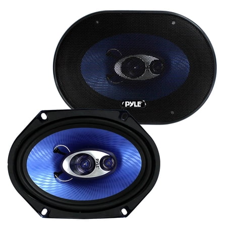 Pyle PL683BL 6x8" 360 Watt 3-Way Car Coaxial Audio Speakers Stereo, Blue (Pair)