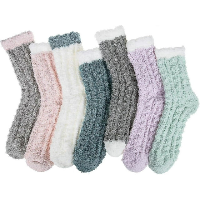Black Friday 7 Pairs Womens Winter Fuzzy Socks Cozy Fluffy Socks Warm Fuzzy Christmas Socks compatible Women Gifts