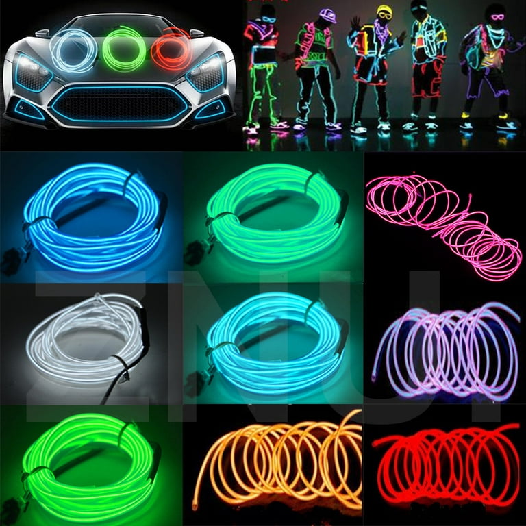 EL Wire Lights,Portable Neon EL Wire Lights Super Bright Battery Operated  for Cosplay Dress Festival Party Halloween DIY Christmas Decoration 