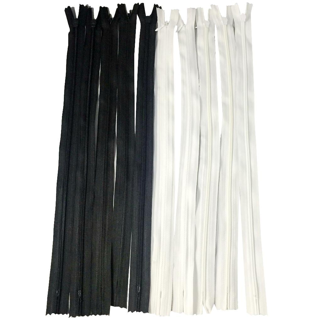 HOMYL 4-5pack 10 Pieces White Black Invisible Nylon Closed End Zip Zippers for Sewing 5 Pcs