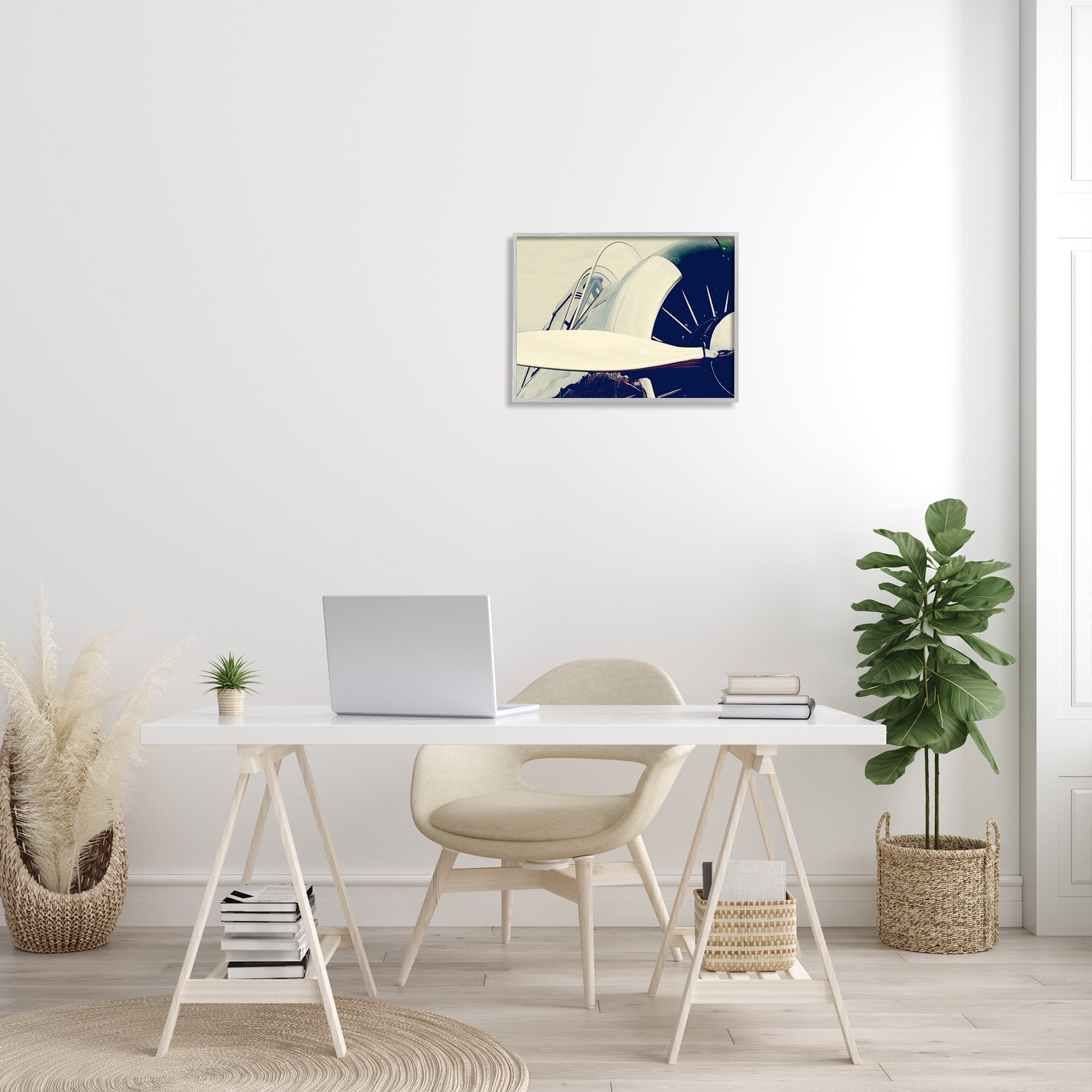 Stupell Industries Plane Propeller Close Up Modern Industrial Transportation Photography Gray Framed Art Print Wall Art, 16 x 20