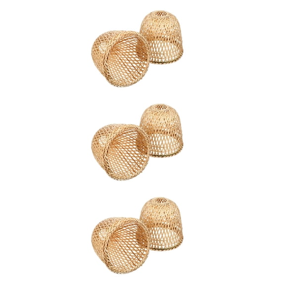 HOMEMAXS 6 pcs Woven Bamboo Chandelier Lamp Cover Bamboo Lampshade for Pendant Light Lamp Shade Lamp Accessory
