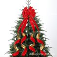 thumbnail image 3 of Cinta superior del árbol de Navidad, lazo grande de arpillera decorativa, regalo rojo grande, cinta con borde con cable, corona, lazos de Navidad, 3 of 4