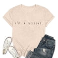thumbnail image 4 of XIAONU Womens T Shirts Vintage Letter Printed Crew Neck Pullover Tees Short Sleeve Casual Slim Fit Comfor Simple Tshirt, 4 of 4